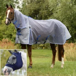 2023 Weatherbeeta Horse Comfitec Ripshield Plus With FREE Fly Mask 101837908049 - Navy / White / Black