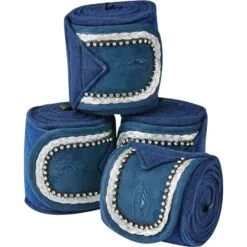 2022 Weatherbeeta Fleece Bling Bandage 4 Pack 1002758003 - Navy